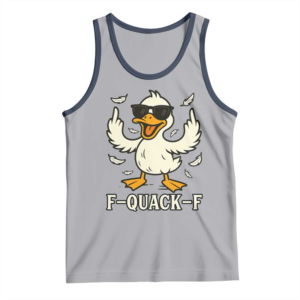 Funny F Quack F Silly Duck Sarcastic Joke Gift Tank Top TS12 Athletic Heather Navy Print Your Wear