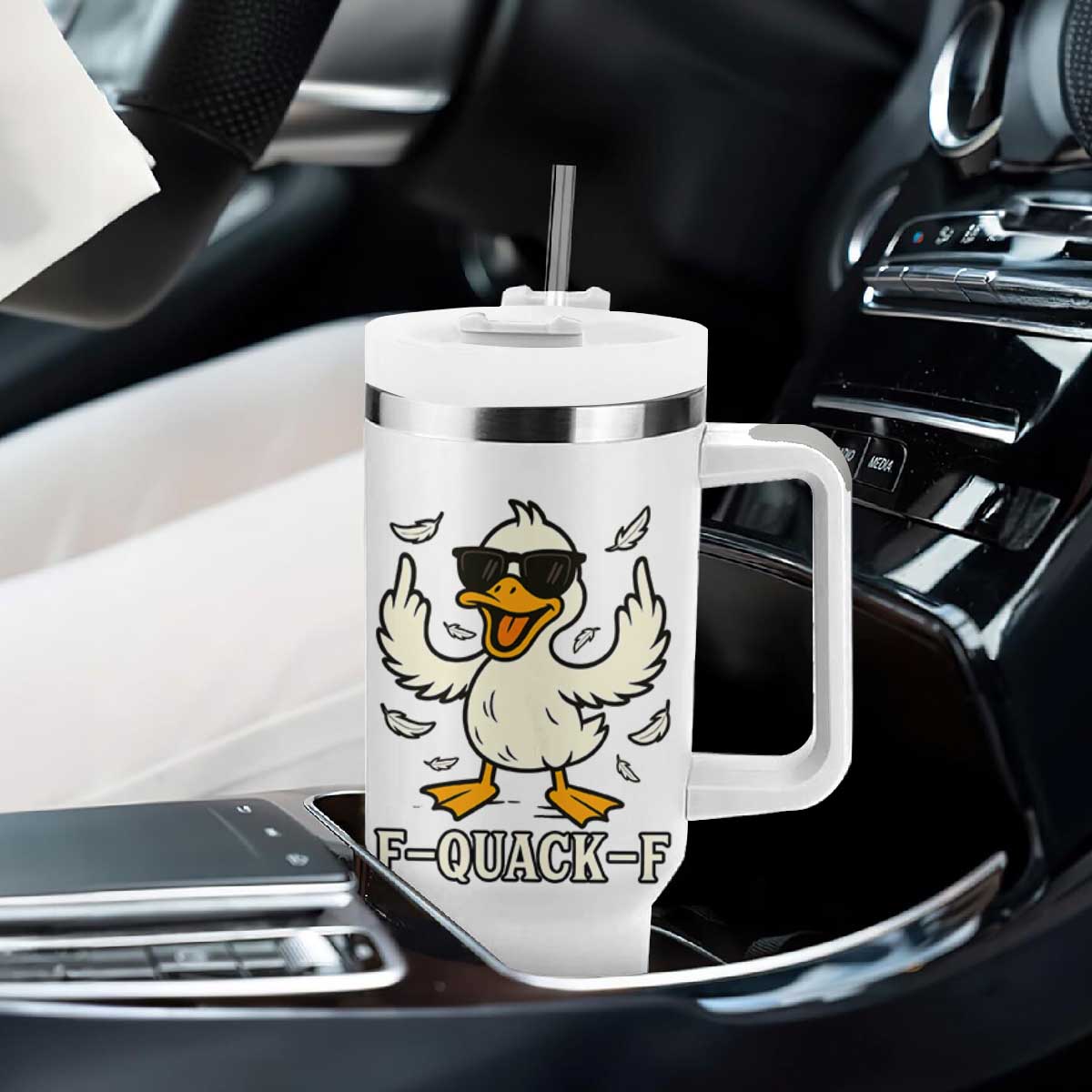 Funny F Quack F Silly Duck Sarcastic Joke Gift Tumbler With Handle TS12 Print Your Wear
