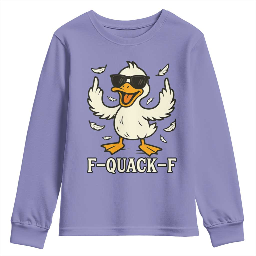 Funny F Quack F Silly Duck Sarcastic Joke Gift Youth Sweatshirt TS12 Violet Print Your Wear
