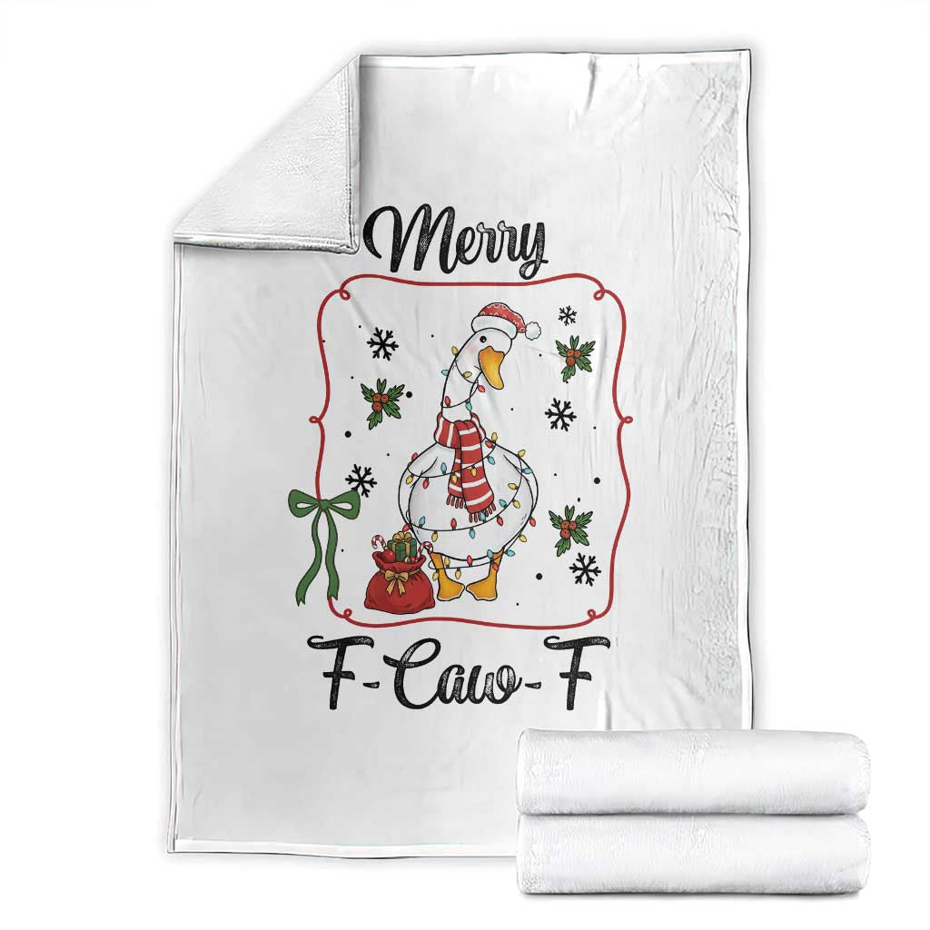Merry F Caw F Duck Sarcastic Joke Gift Throw Blanket Funny Christmas Gift TS12 White Print Your Wear