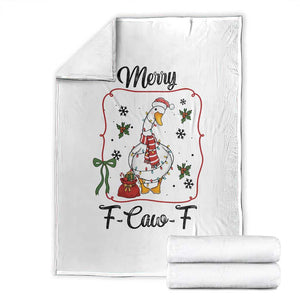 Merry F Caw F Duck Sarcastic Joke Gift Throw Blanket Funny Christmas Gift - Print Your Wear
