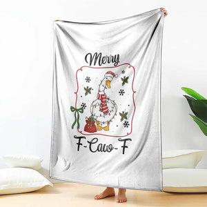 Merry F Caw F Duck Sarcastic Joke Gift Throw Blanket Funny Christmas Gift - Print Your Wear