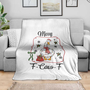 Merry F Caw F Duck Sarcastic Joke Gift Throw Blanket Funny Christmas Gift - Print Your Wear