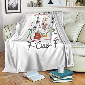 Merry F Caw F Duck Sarcastic Joke Gift Throw Blanket Funny Christmas Gift - Print Your Wear