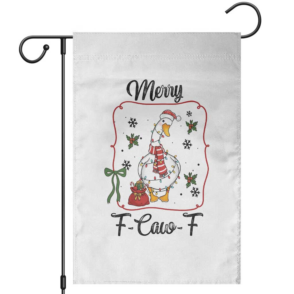Merry F Caw F Duck Sarcastic Joke Gift Garden Flag Funny Christmas Gift TS12 White Print Your Wear
