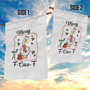 Merry F Caw F Duck Sarcastic Joke Gift Garden Flag Funny Christmas Gift - Print Your Wear