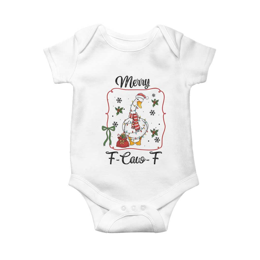 Merry F Caw F Duck Sarcastic Joke Gift Baby Onesie Funny Christmas Gift TS12 White Print Your Wear