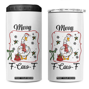 Merry F Caw F Duck Sarcastic Joke Gift 4 in 1 Can Cooler Tumbler Funny Christmas Gift - Print Your Wear