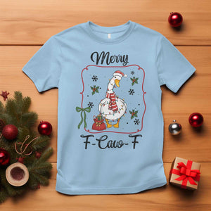 Merry F Caw F Duck Sarcastic Joke Gift T Shirt Funny Christmas Gift TS12 Light Blue Print Your Wear