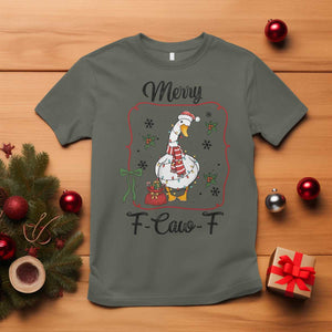 Merry F Caw F Duck Sarcastic Joke Gift T Shirt Funny Christmas Gift TS12 Military Green Print Your Wear