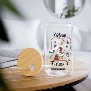 Merry F Caw F Duck Sarcastic Joke Gift Glass Can Funny Christmas Gift - Print Your Wear