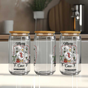 Merry F Caw F Duck Sarcastic Joke Gift Glass Can Funny Christmas Gift - Print Your Wear