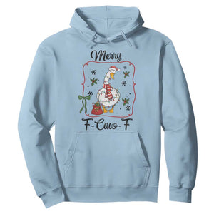 Merry F Caw F Duck Sarcastic Joke Gift Hoodie Funny Christmas Gift TS12 Light Blue Print Your Wear
