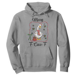 Merry F Caw F Duck Sarcastic Joke Gift Hoodie Funny Christmas Gift TS12 Sport Gray Print Your Wear