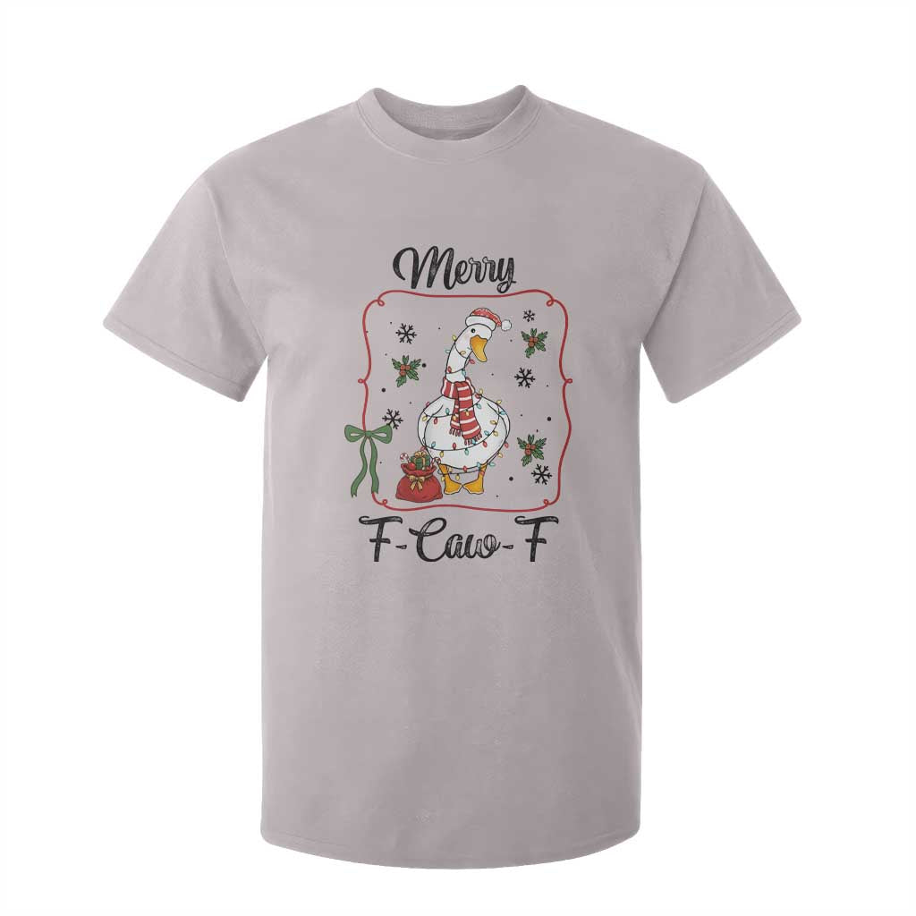 Merry F Caw F Duck Sarcastic Joke Gift T Shirt For Kid Funny Christmas Gift TS12 Ice Gray Print Your Wear