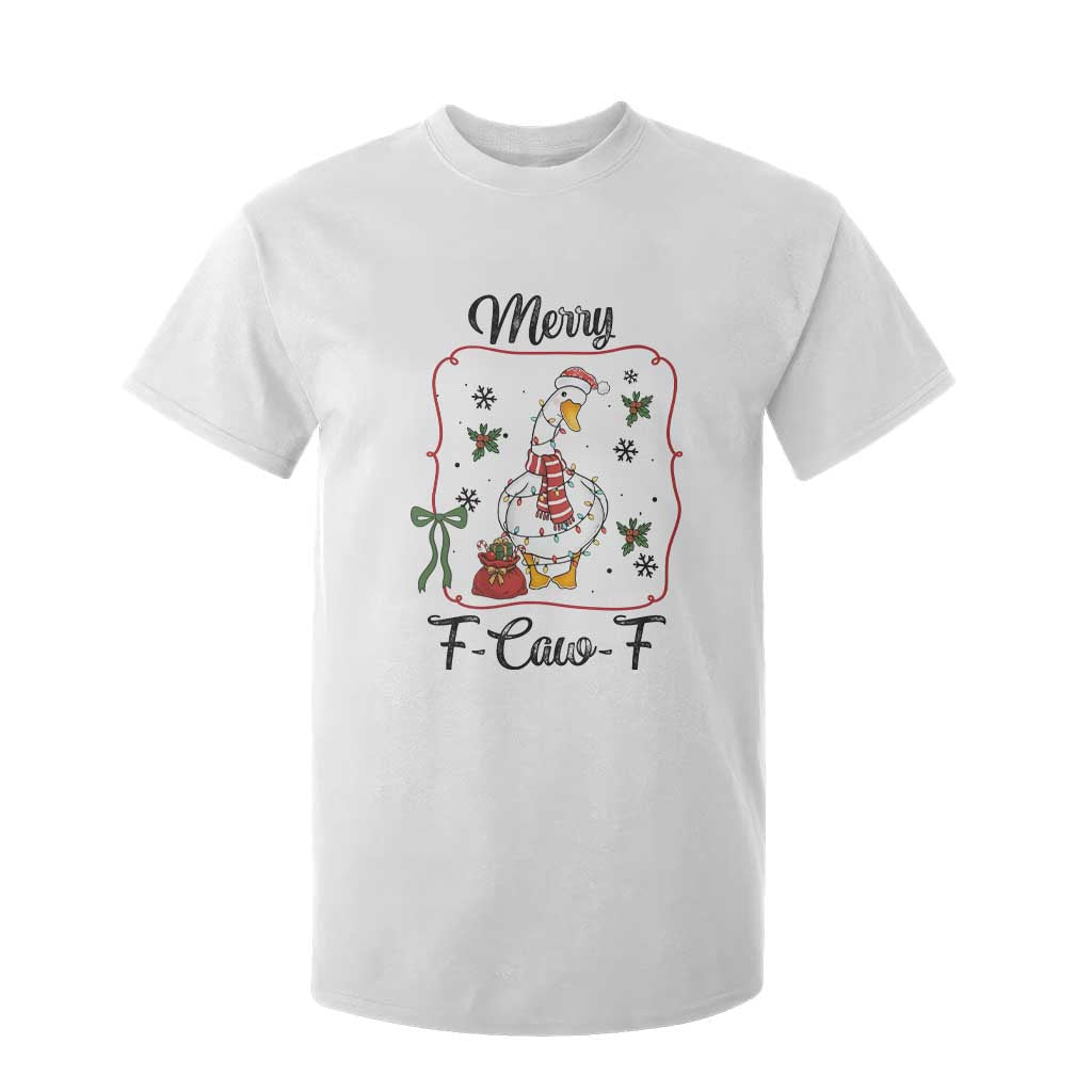 Merry F Caw F Duck Sarcastic Joke Gift T Shirt For Kid Funny Christmas Gift TS12 White Print Your Wear