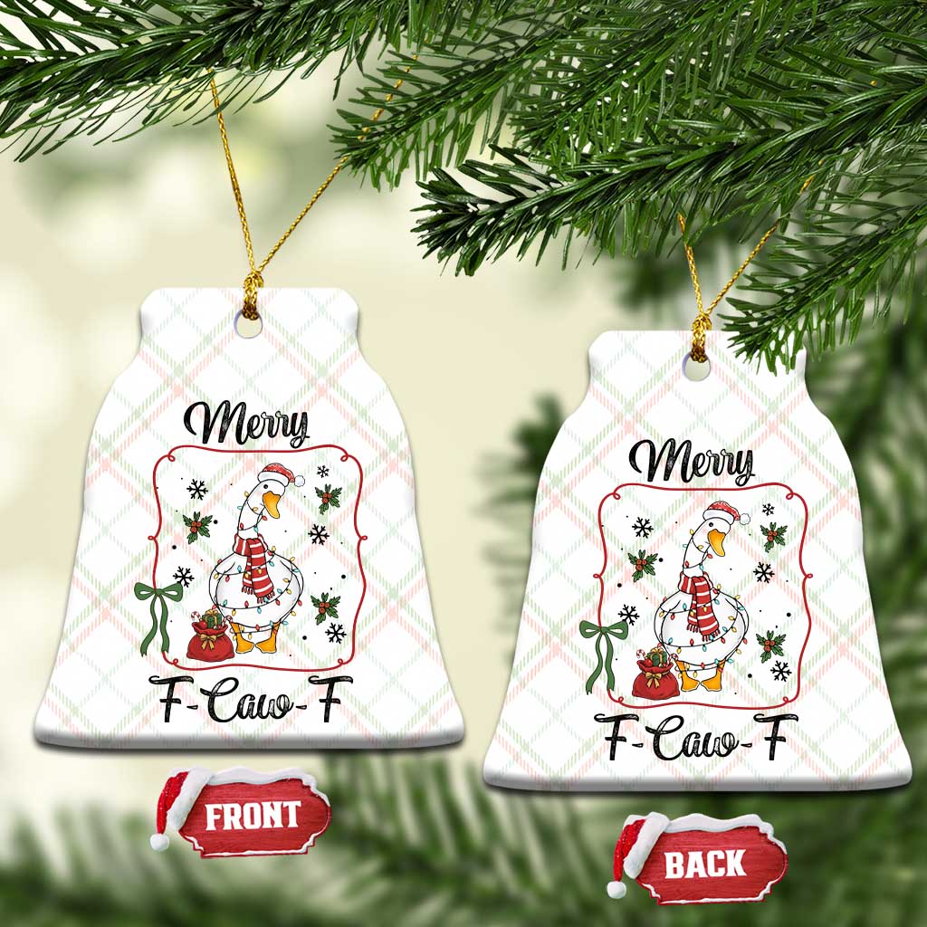 Merry F Caw F Duck Sarcastic Joke Gift Ceramic Ornament Funny Xmas Gift TS12 Print Your Wear
