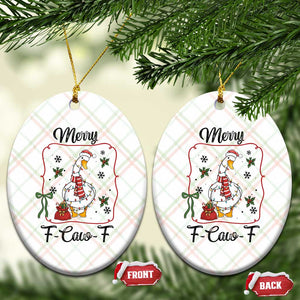 Merry F Caw F Duck Sarcastic Joke Gift Ceramic Ornament Funny Xmas Gift TS12 Print Your Wear