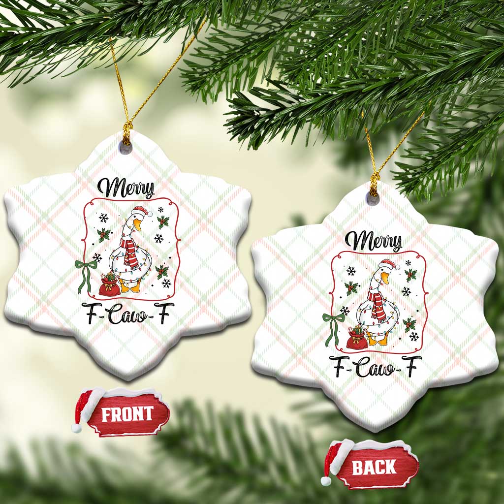Merry F Caw F Duck Sarcastic Joke Gift Ceramic Ornament Funny Xmas Gift TS12 Print Your Wear