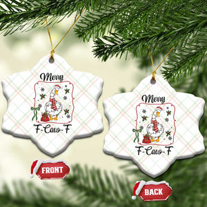 Merry F Caw F Duck Sarcastic Joke Gift Ceramic Ornament Funny Xmas Gift TS12 Print Your Wear
