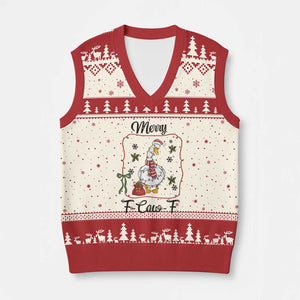 Merry F Caw F Duck Sarcastic Joke Gift V-Neck Knit Sweater Vest Funny Xmas Gift TS12 Beige Red Print Your Wear