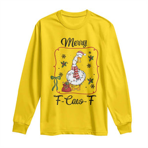 Merry F Caw F Duck Sarcastic Joke Gift Long Sleeve Shirt Funny Christmas Gift TS12 Daisy Print Your Wear