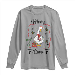 Merry F Caw F Duck Sarcastic Joke Gift Long Sleeve Shirt Funny Christmas Gift TS12 Sport Gray Print Your Wear