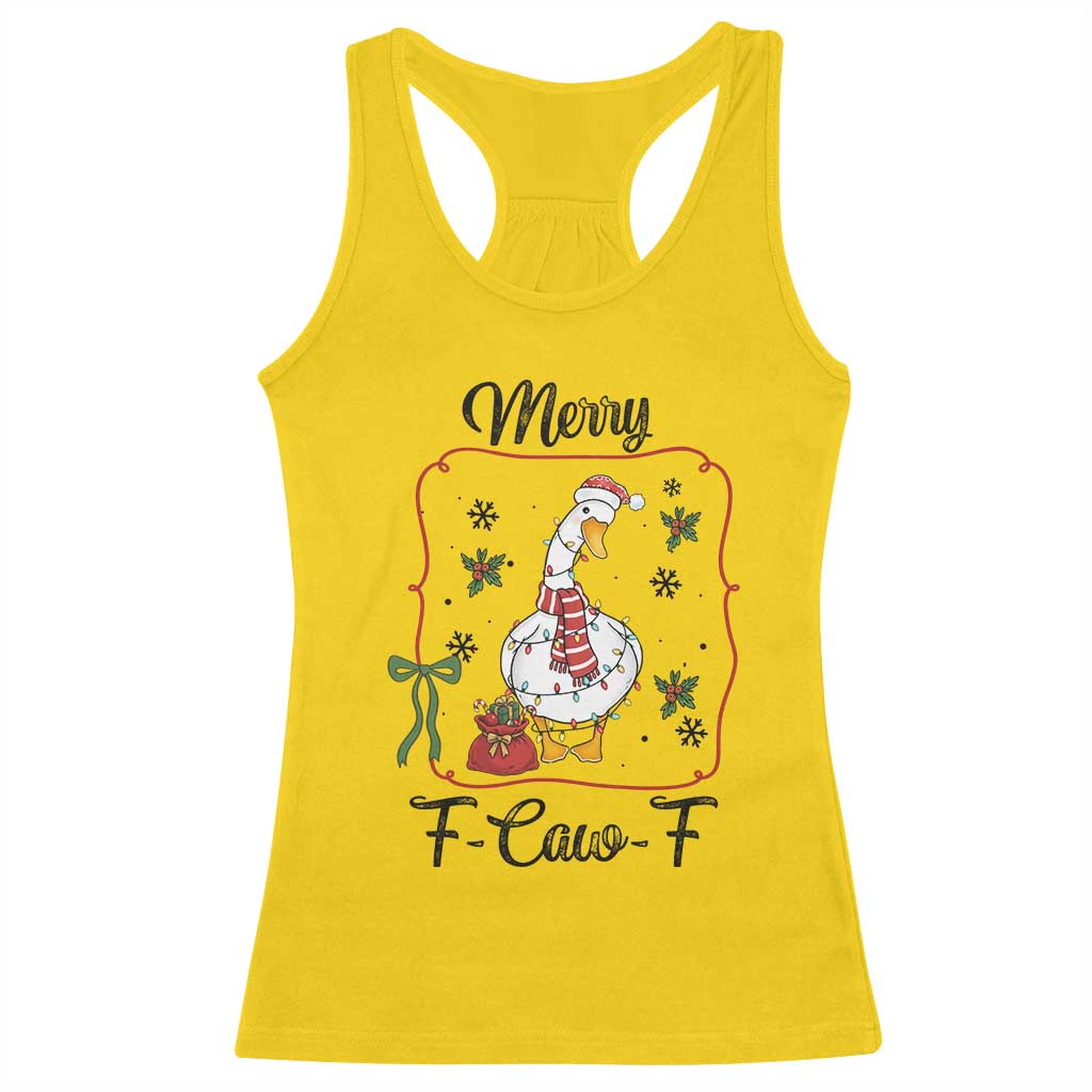 Merry F Caw F Duck Sarcastic Joke Gift Racerback Tank Top Funny Christmas Gift TS12 Daisy Print Your Wear