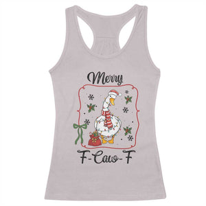 Merry F Caw F Duck Sarcastic Joke Gift Racerback Tank Top Funny Christmas Gift TS12 Ice Gray Print Your Wear