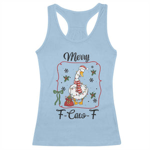 Merry F Caw F Duck Sarcastic Joke Gift Racerback Tank Top Funny Christmas Gift TS12 Light Blue Print Your Wear