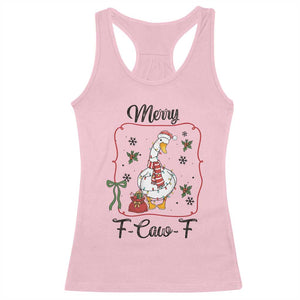 Merry F Caw F Duck Sarcastic Joke Gift Racerback Tank Top Funny Christmas Gift TS12 Light Pink Print Your Wear