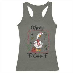 Merry F Caw F Duck Sarcastic Joke Gift Racerback Tank Top Funny Christmas Gift TS12 Military Green Print Your Wear