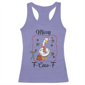 Merry F Caw F Duck Sarcastic Joke Gift Racerback Tank Top Funny Christmas Gift TS12 Violet Print Your Wear