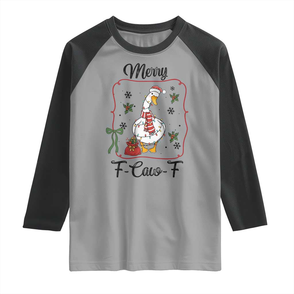 Merry F Caw F Duck Sarcastic Joke Gift Raglan Shirt Funny Christmas Gift TS12 Sport Gray Black Print Your Wear