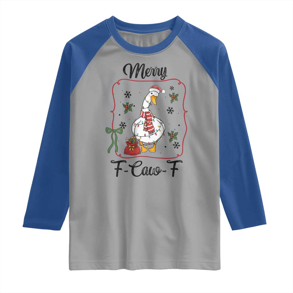 Merry F Caw F Duck Sarcastic Joke Gift Raglan Shirt Funny Christmas Gift TS12 Sport Gray Royal Print Your Wear