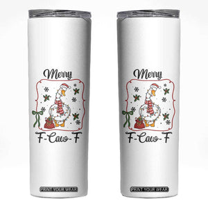 Merry F Caw F Duck Sarcastic Joke Gift Skinny Tumbler Funny Christmas Gift TS12 White Print Your Wear