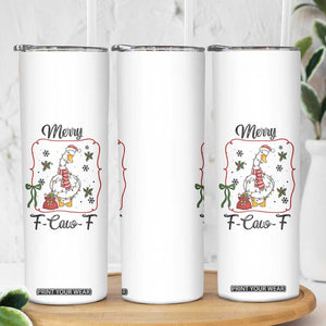 Merry F Caw F Duck Sarcastic Joke Gift Skinny Tumbler Funny Christmas Gift - Print Your Wear