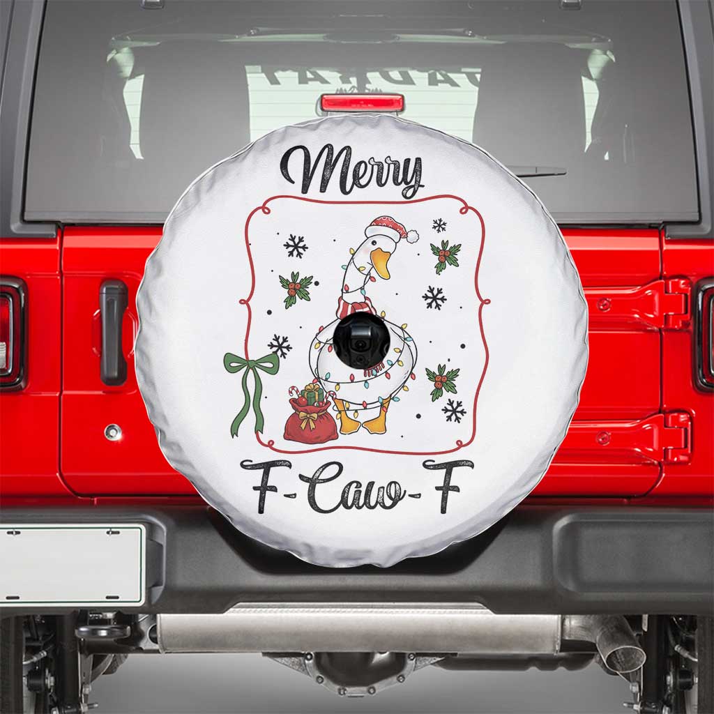 Merry F Caw F Duck Sarcastic Joke Gift Spare Tire Cover Funny Christmas Gift TS12 White Print Your Wear