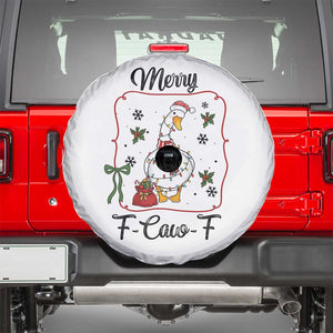 Merry F Caw F Duck Sarcastic Joke Gift Spare Tire Cover Funny Christmas Gift TS12 White Print Your Wear