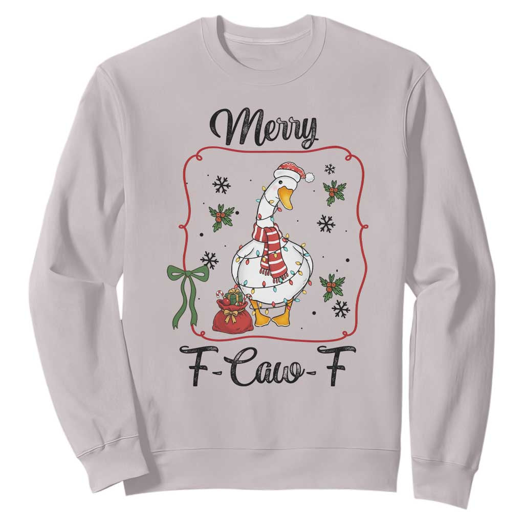 Merry F Caw F Duck Sarcastic Joke Gift Sweatshirt Funny Christmas Gift TS12 Ice Gray Print Your Wear