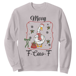 Merry F Caw F Duck Sarcastic Joke Gift Sweatshirt Funny Christmas Gift TS12 Ice Gray Print Your Wear
