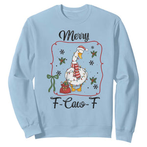 Merry F Caw F Duck Sarcastic Joke Gift Sweatshirt Funny Christmas Gift TS12 Light Blue Print Your Wear