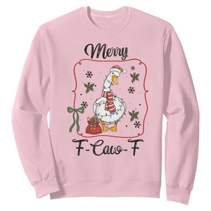 Merry F Caw F Duck Sarcastic Joke Gift Sweatshirt Funny Christmas Gift TS12 Light Pink Print Your Wear