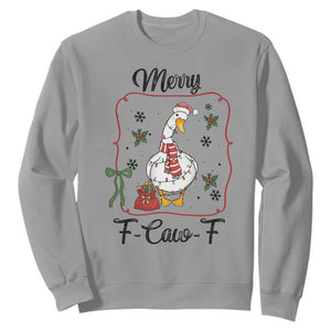 Merry F Caw F Duck Sarcastic Joke Gift Sweatshirt Funny Christmas Gift TS12 Sport Gray Print Your Wear