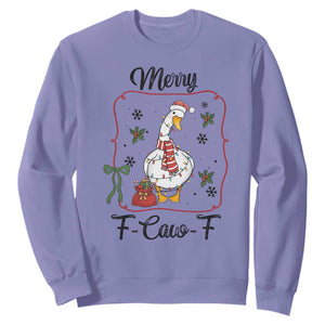 Merry F Caw F Duck Sarcastic Joke Gift Sweatshirt Funny Christmas Gift TS12 Violet Print Your Wear