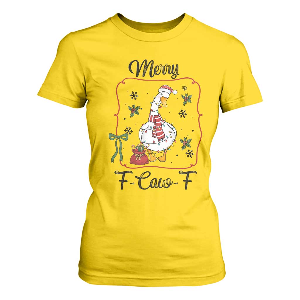Merry F Caw F Duck Sarcastic Joke Gift T Shirt For Women Funny Christmas Gift TS12 Daisy Print Your Wear