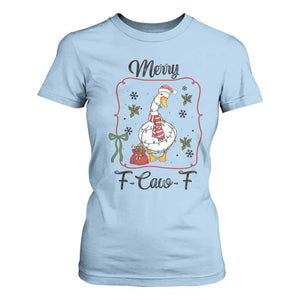 Merry F Caw F Duck Sarcastic Joke Gift T Shirt For Women Funny Christmas Gift TS12 Light Blue Print Your Wear