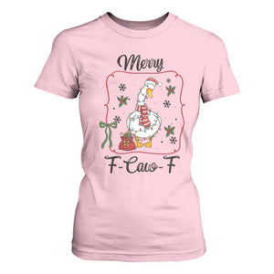 Merry F Caw F Duck Sarcastic Joke Gift T Shirt For Women Funny Christmas Gift TS12 Light Pink Print Your Wear