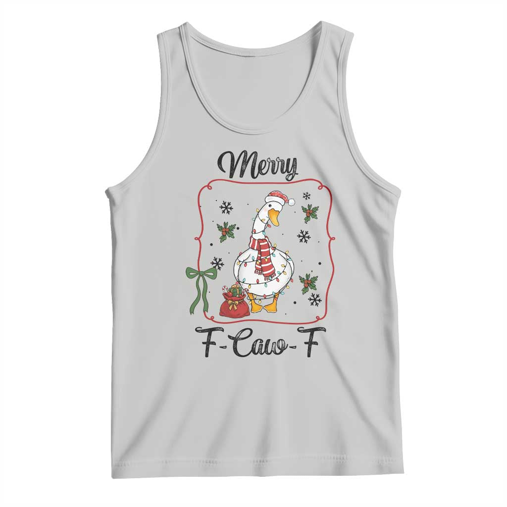 Merry F Caw F Duck Sarcastic Joke Gift Tank Top Funny Christmas Gift TS12 Ash Print Your Wear