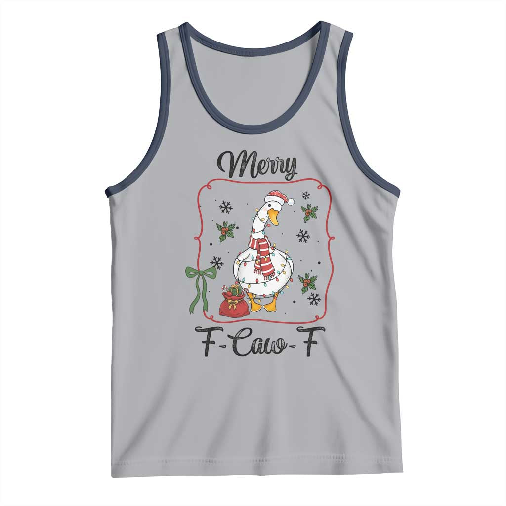 Merry F Caw F Duck Sarcastic Joke Gift Tank Top Funny Christmas Gift TS12 Athletic Heather Navy Print Your Wear